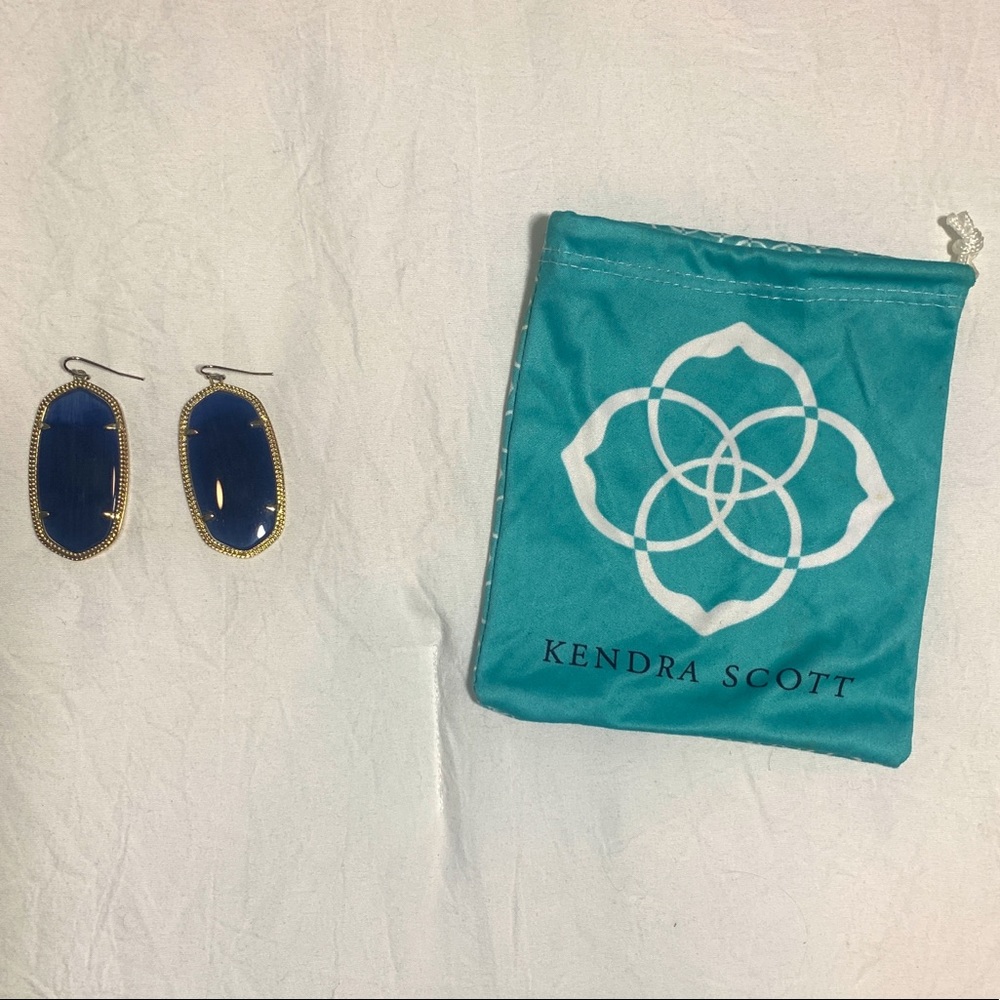 Kendra Scott Danielle Navy Blue & Gold Earrings